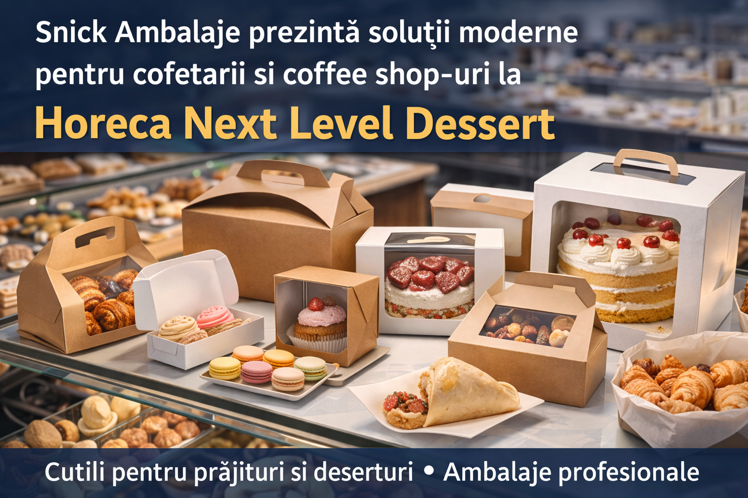Snick Ambalaje prezinta solutii moderne de ambalare pentru cofetarii si coffee shop-uri la Horeca Next Level Dessert