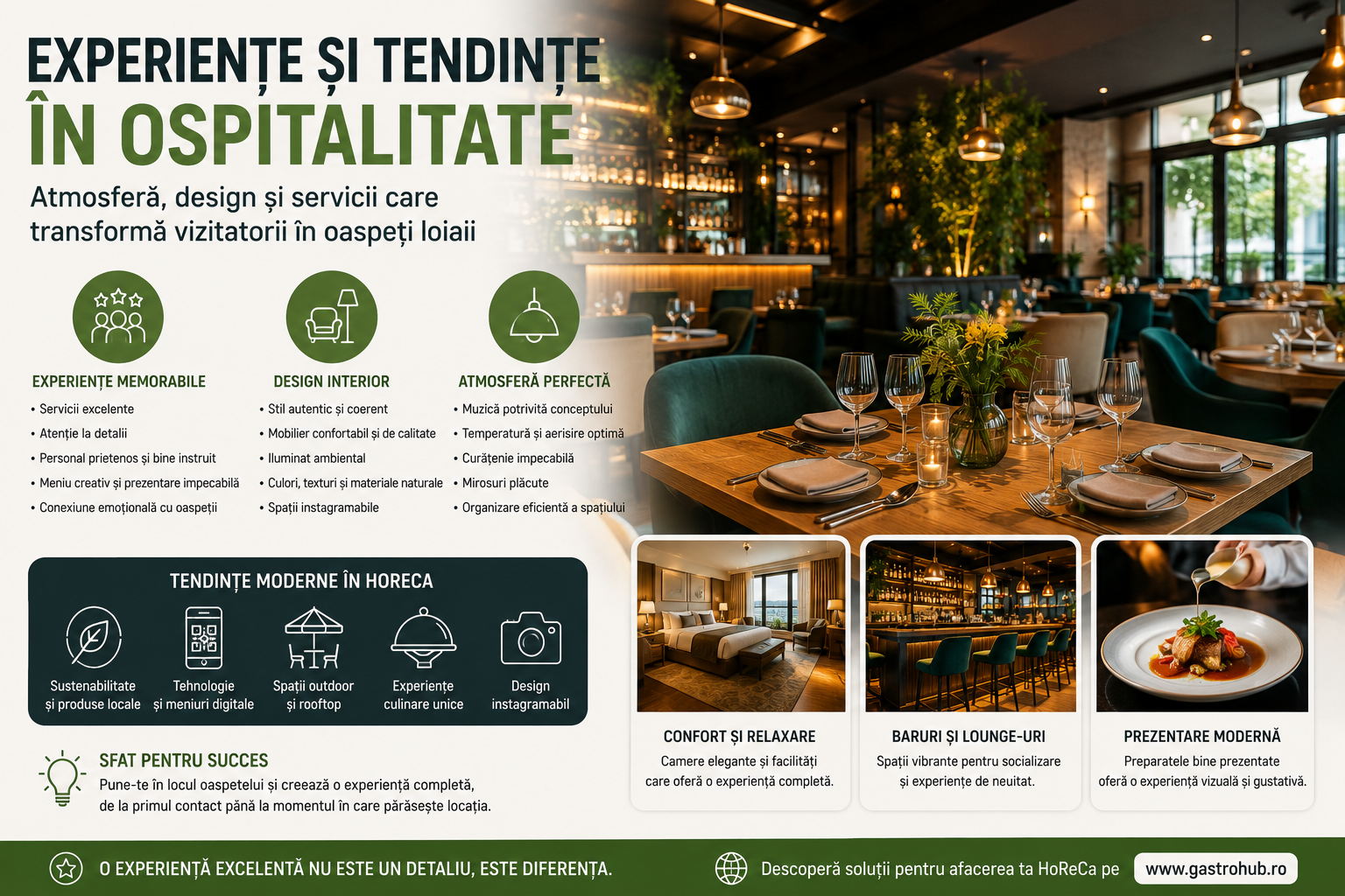 Experiente memorabile in HoReCa – design, atmosfera si tendinte moderne in ospitalitate