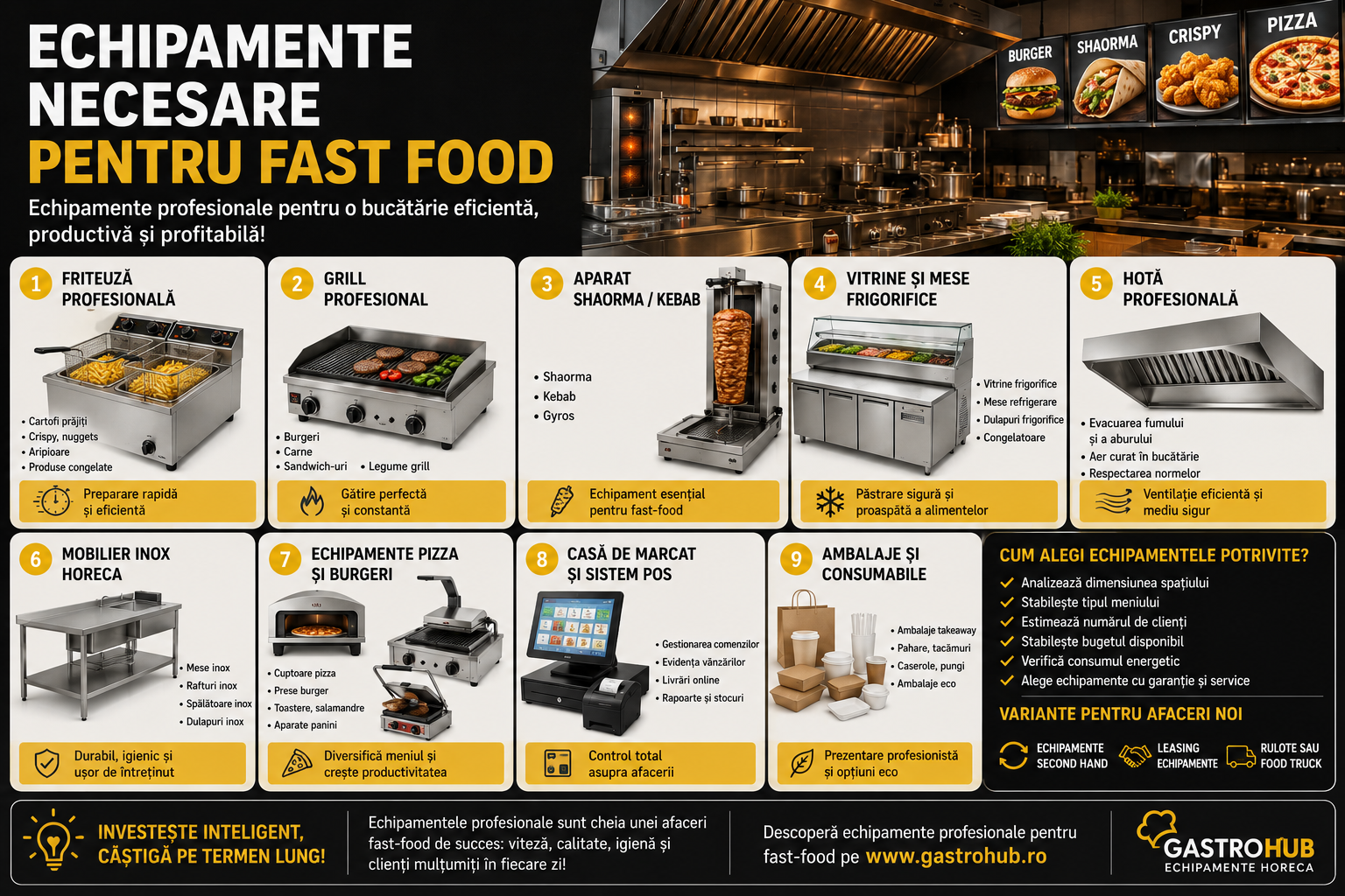 Echipamente necesare pentru fast-food – ghid complet pentru o bucatarie horeca eficienta
