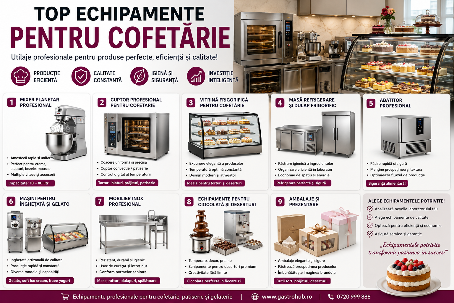 Top echipamente pentru cofetarie – utilaje profesionale esentiale pentru laboratorul tau