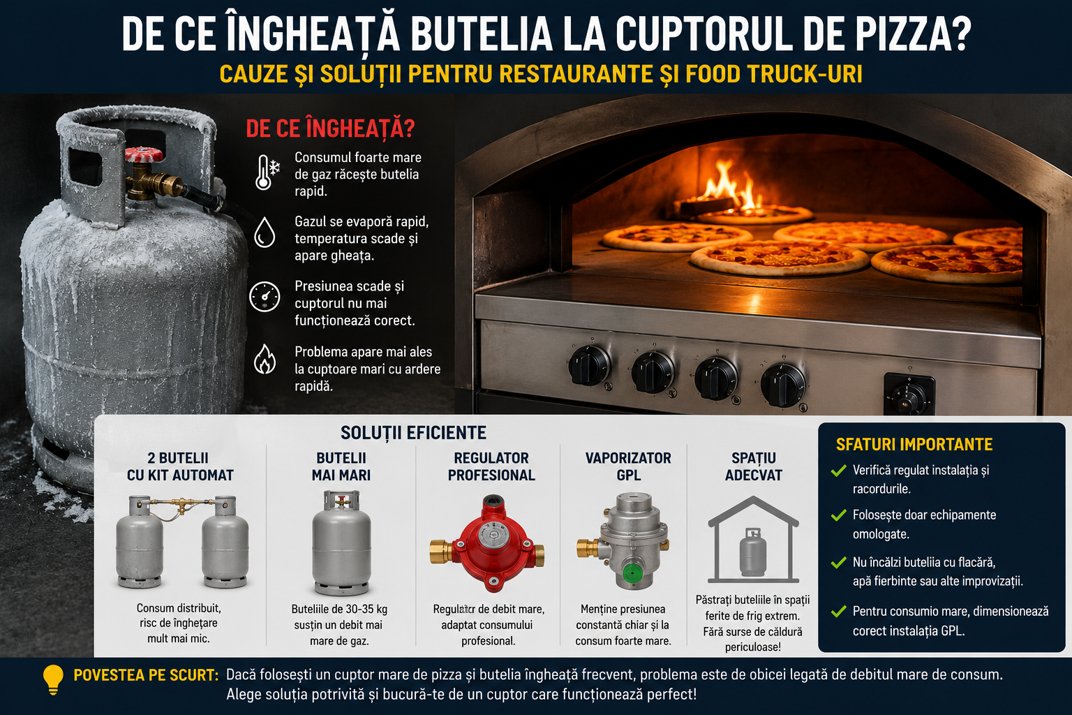 De ce ingheata butelia la cuptorul de pizza? Cauze si solutii pentru restaurante si food truck-uri