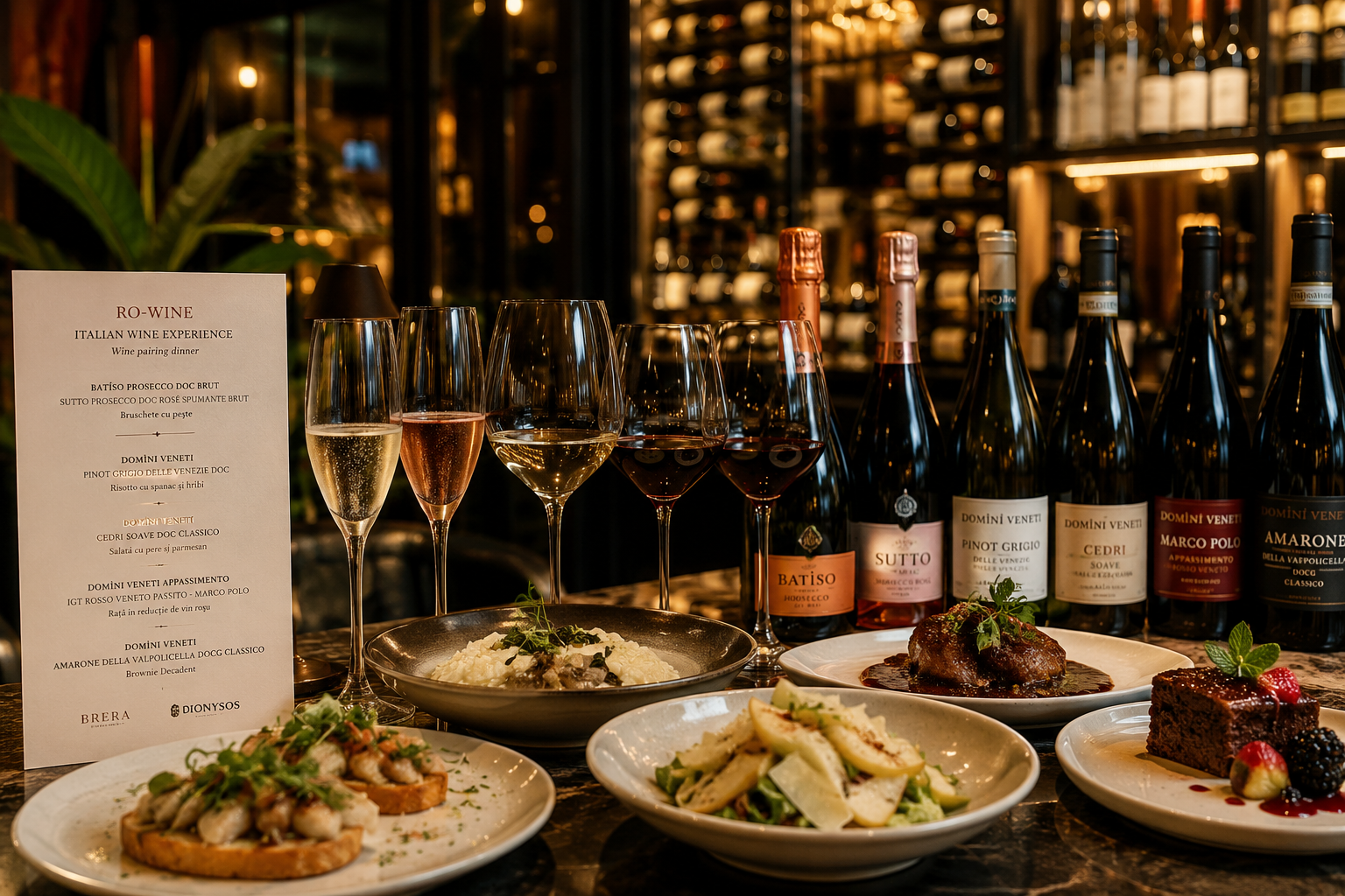 Degustare premium de vinuri italiene la Bucuresti – experienta wine pairing la Brera Kitchen & Bar