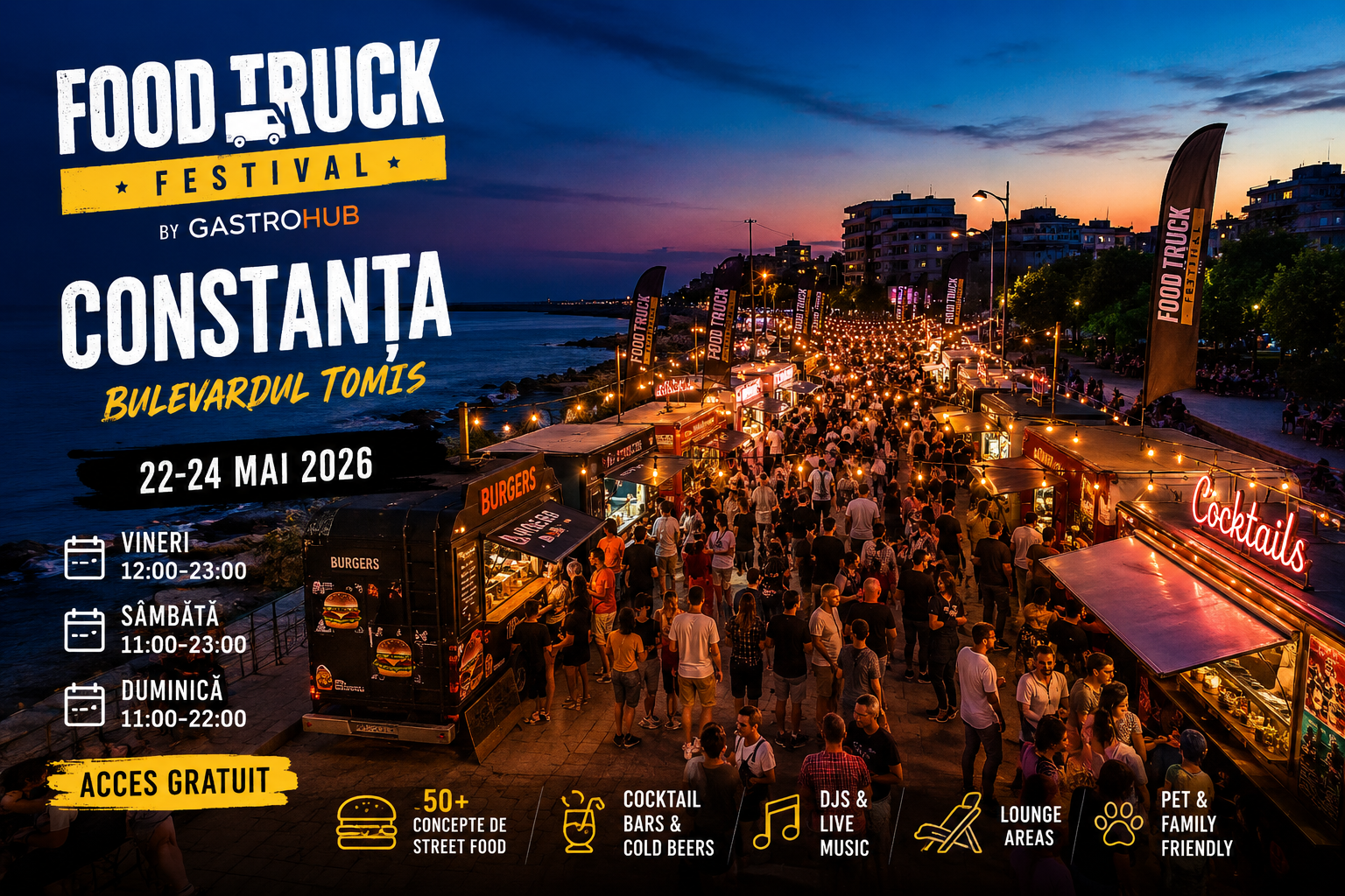 Food Truck Festival ajunge la Constanta – 3 zile de street food, muzica si atmosfera de vara pe Bulevardul Tomis