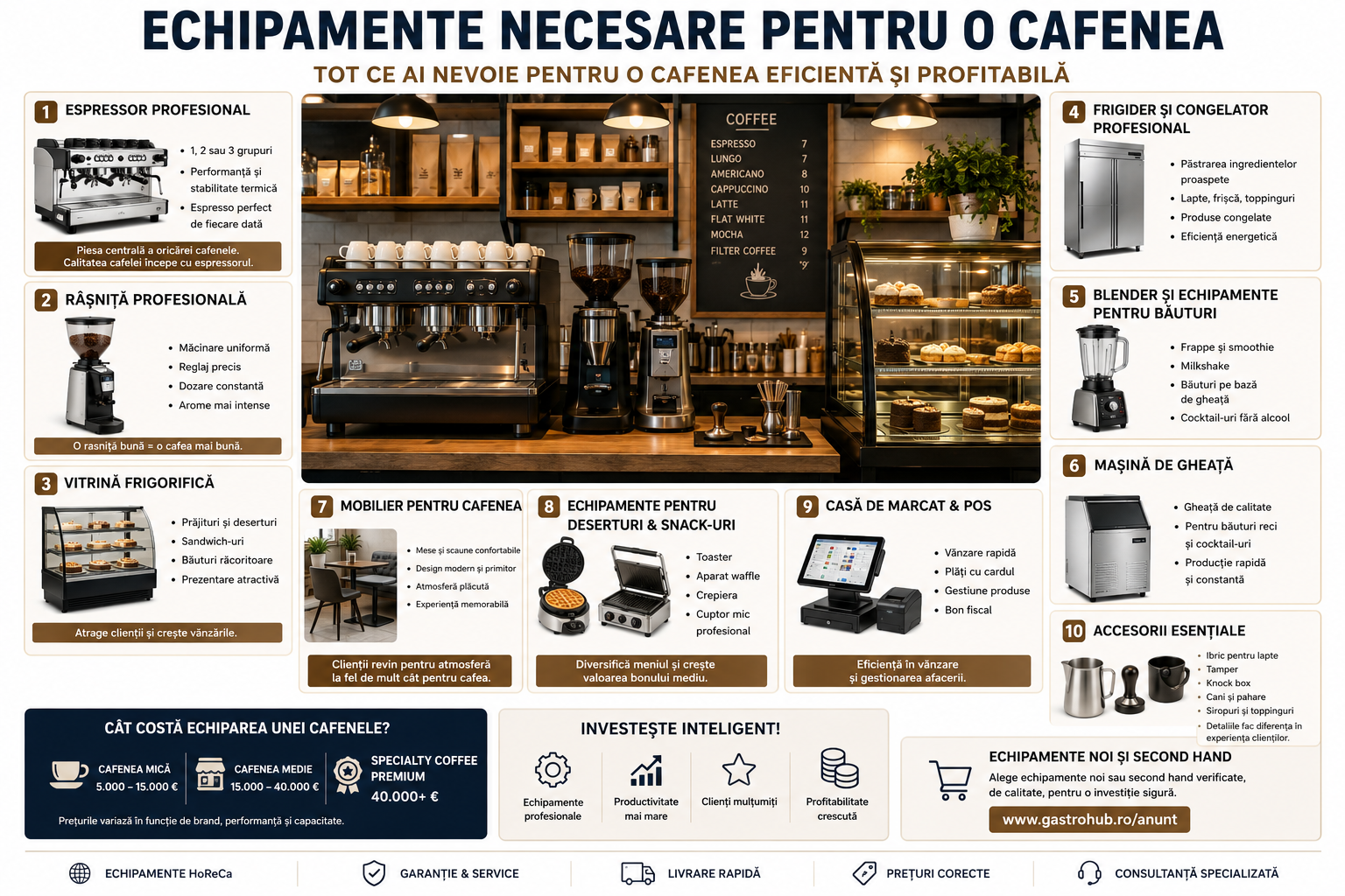 Echipamente necesare pentru o cafenea – ghid complet pentru deschiderea unei cafenele moderne