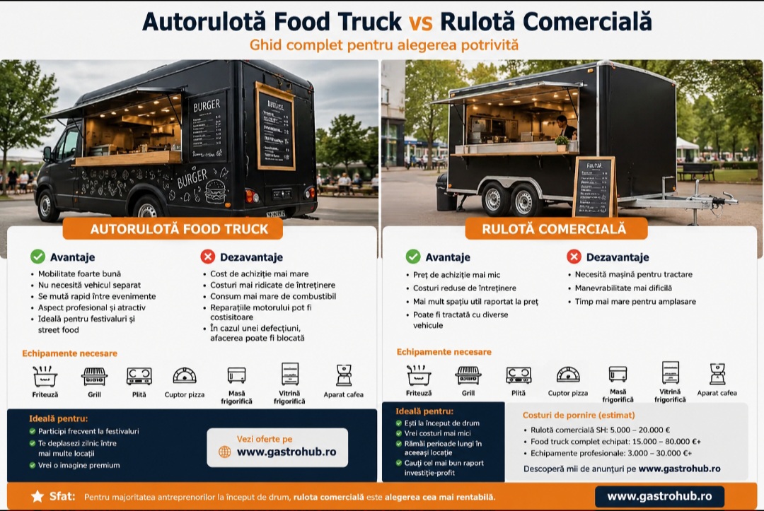 Autorulota Food Truck sau Rulota Comerciala? Ghid complet pentru alegerea potrivita