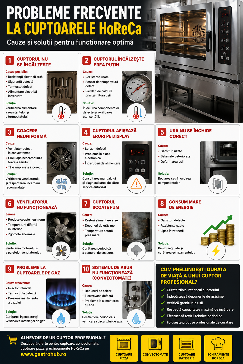Probleme frecvente la cuptoarele HoReCa – Cauze si solutii
