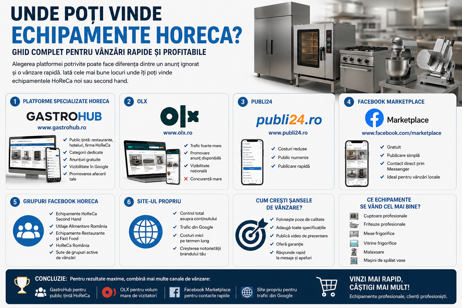 Unde poti vinde echipamente HoReCa? Ghid complet pentru vanzari rapide si profitabile