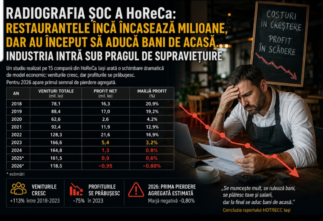 Radiografia HoReCa 2026: Restaurantele rulează milioane, dar profiturile dispar