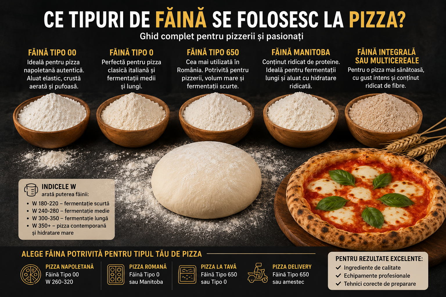 Ce Tipuri de Făină se Folosesc la Pizza? Ghid Complet pentru Pizzerii și Pasionați