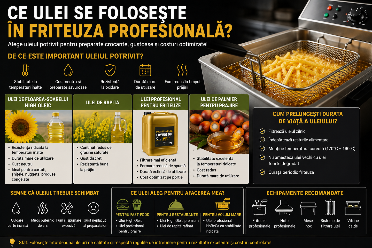 Ce Ulei se Folosește în Friteuza Profesională? Ghid Complet pentru Restaurante și Fast-Food