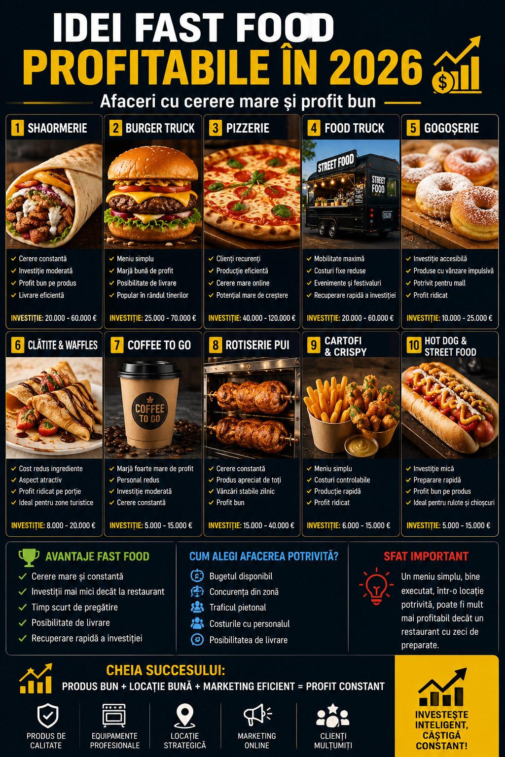 Idei Fast Food Profitabile in 2026. Ce Afacere Merita Deschisa?