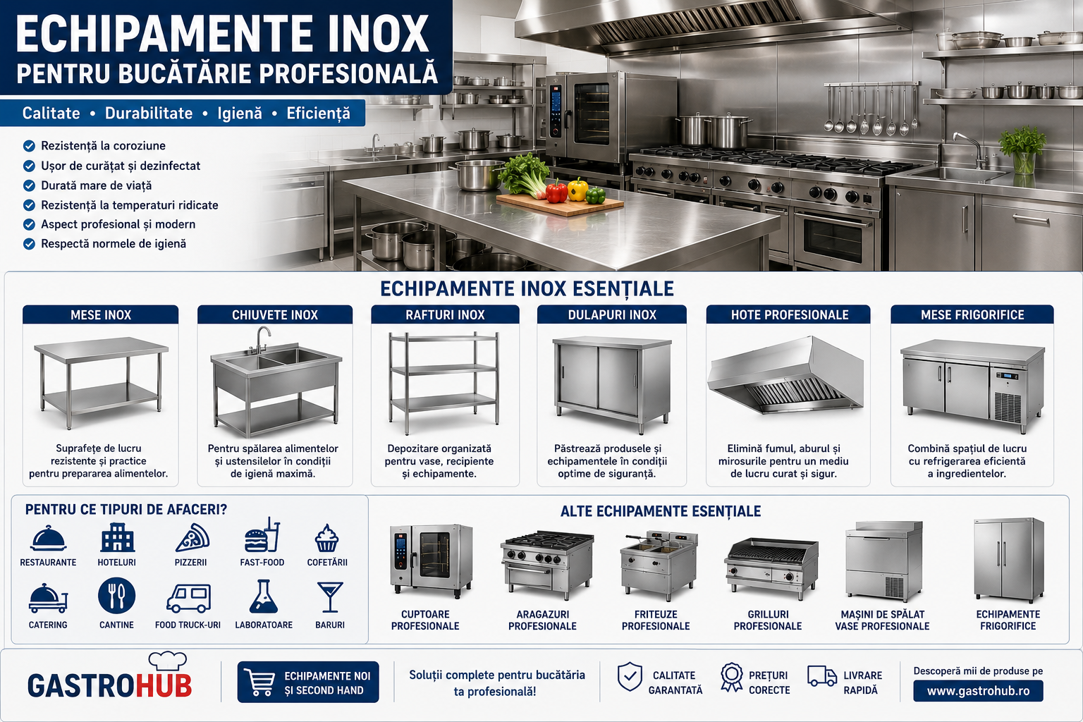 Echipamente Inox pentru Bucatarie Profesionala – Solutii Esentiale pentru Restaurante si HoReCa