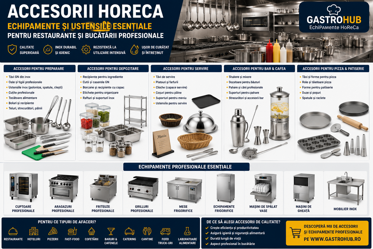 Accesorii HoReCa pentru Restaurante si Bucatarii Profesionale – Ghid Complet