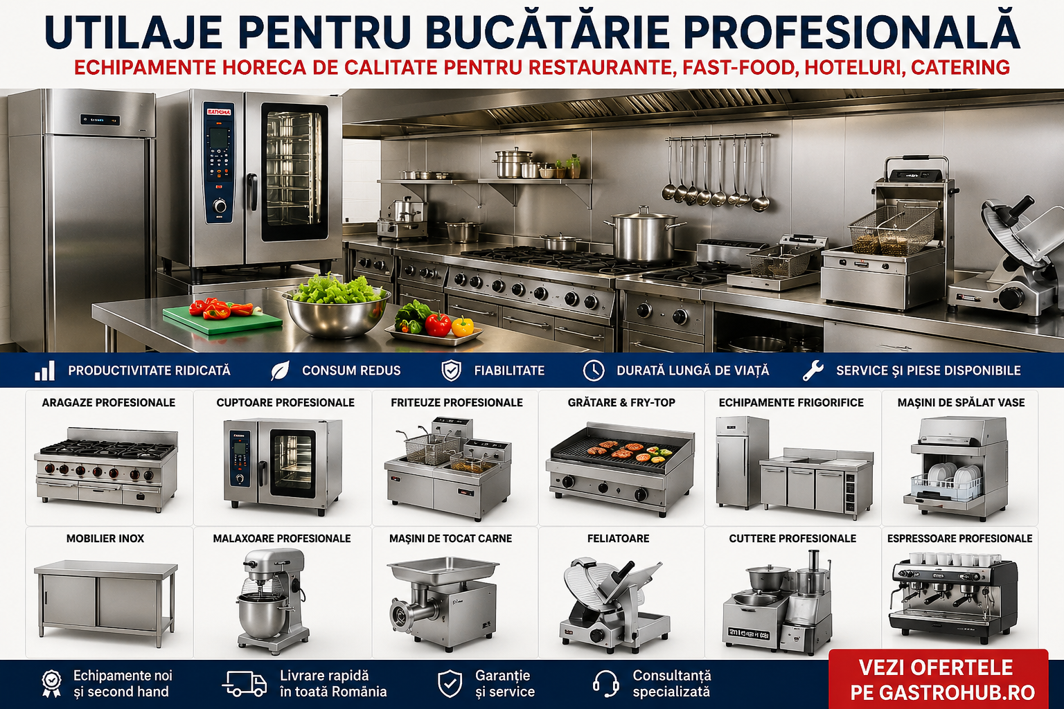 Utilaje pentru Bucatarie Profesionala – Ghid Complet pentru Restaurante, Fast-Food si Catering