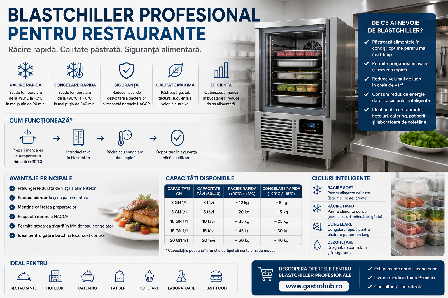 Blast Chiller pentru restaurante – de ce este esential intr-o bucatarie profesionala?