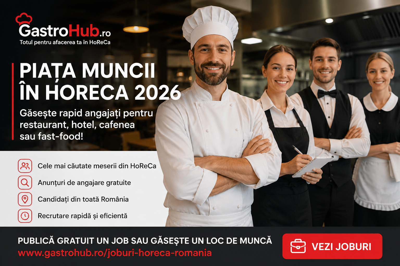 Piata muncii in HoReCa 2026 – Cum gasesti rapid angajati pentru restaurant, hotel sau fast-food