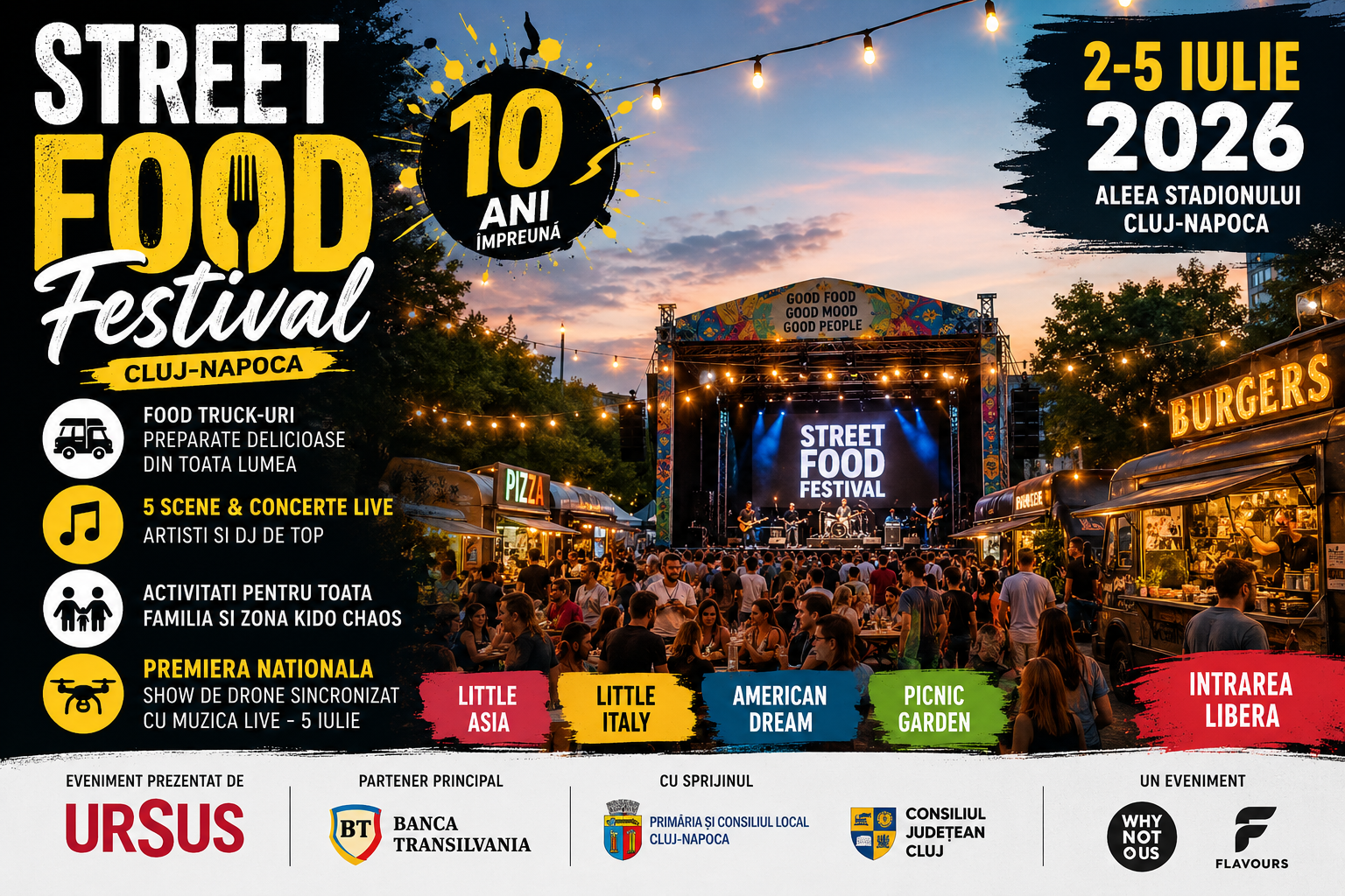 Street FOOD Festival Cluj-Napoca 2026 - Cel mai mare festival culinar al verii revine cu editia aniversara de 10 ani