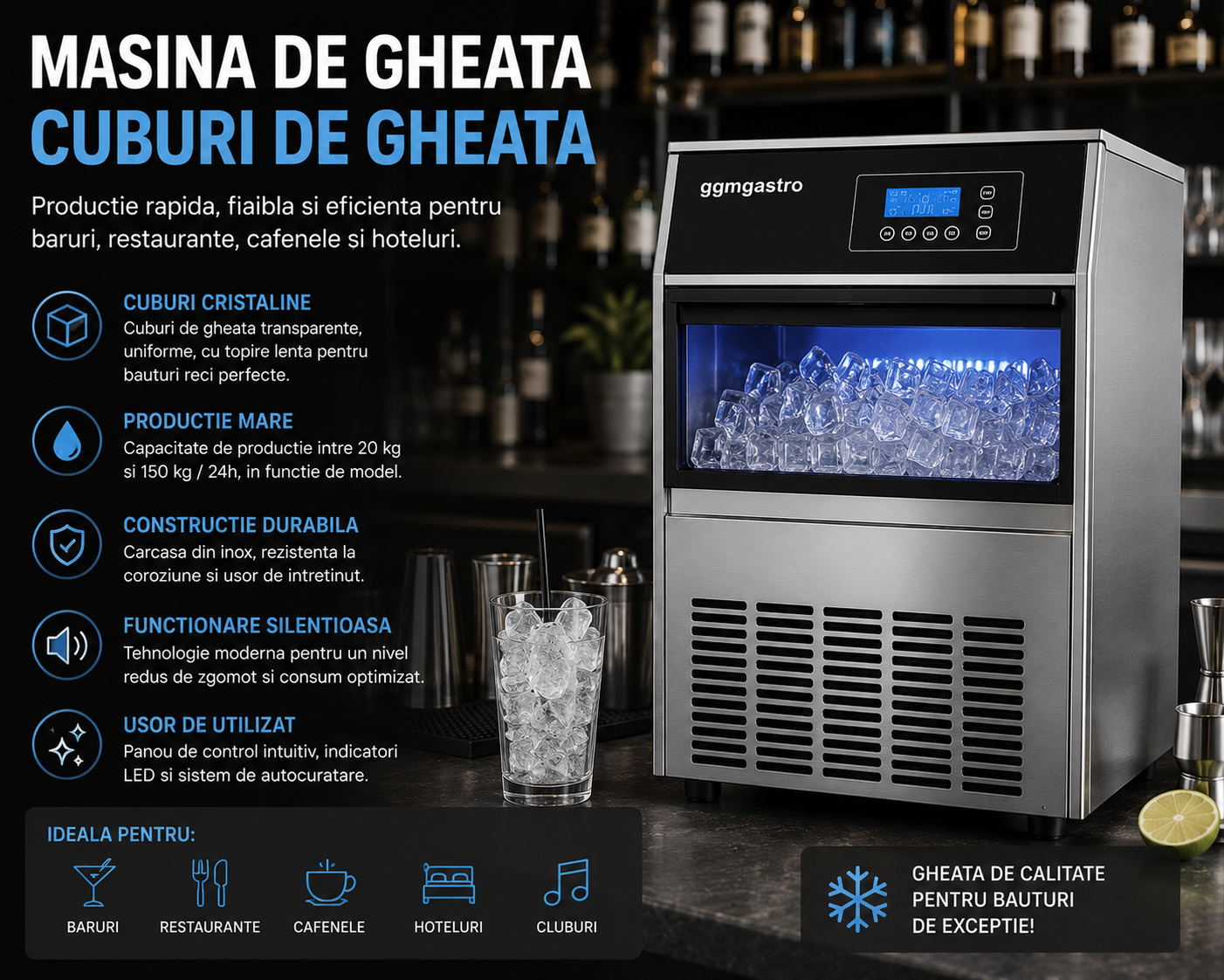Masina pentru cuburi de gheata profesionala – cum alegi modelul potrivit pentru bar sau restaurant?