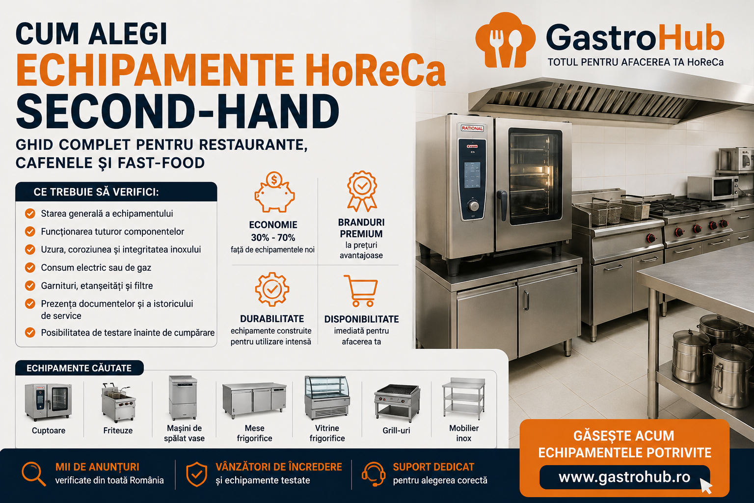 Cum alegi echipamente HoReCa second-hand fara sa pierzi bani – Ghid complet pentru restaurante, cafenele si fast-food