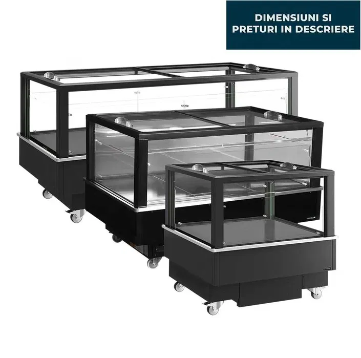 Insula frigorifica profesionala EIB-B1 NOUA | Refrigerare +5°C / Congelare -18°C | Vitrina insula HoReCa LED Bluetooth