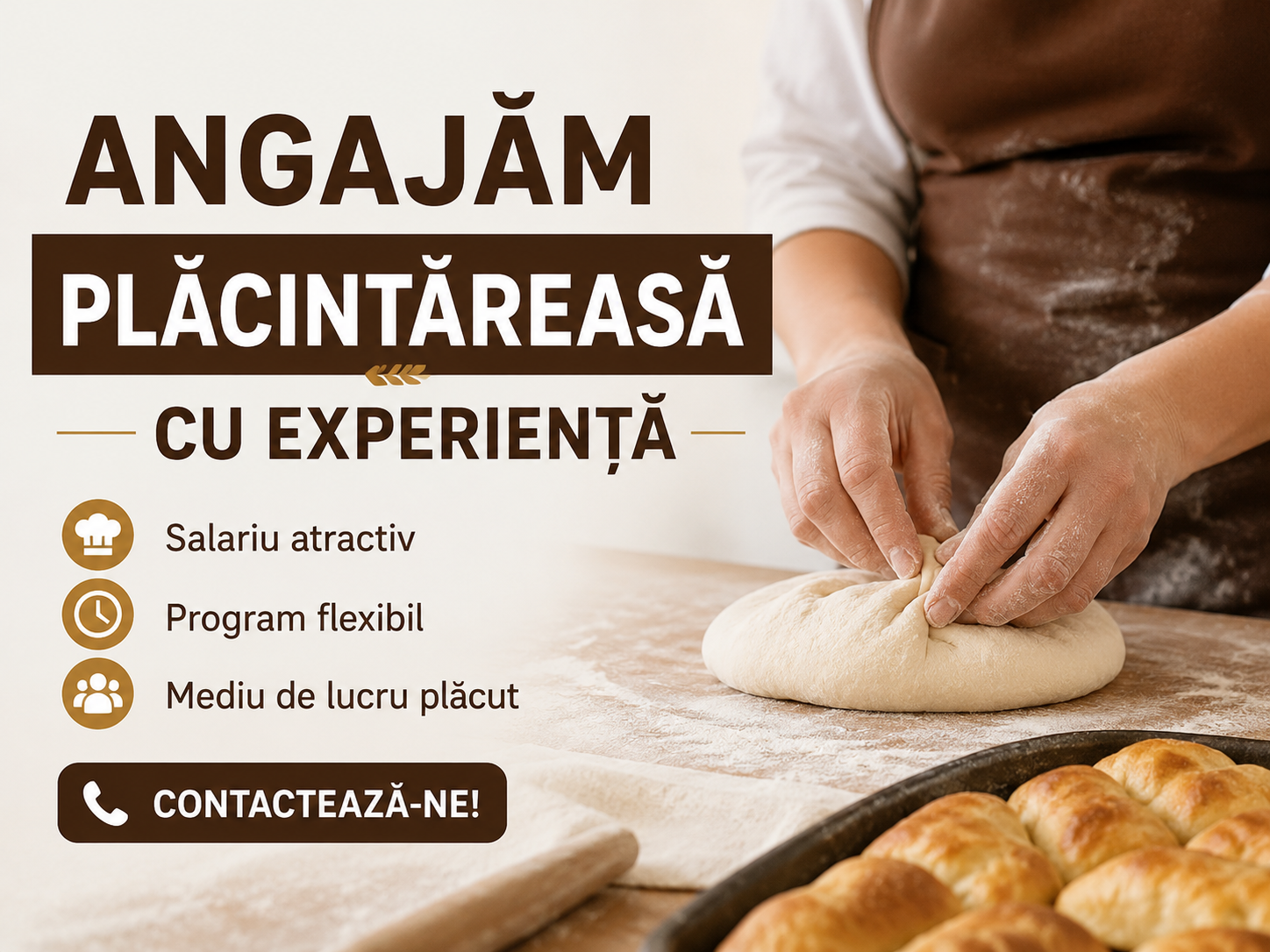 ANGAJĂM PLĂCINTĂREASĂ CU EXPERIENȚĂ