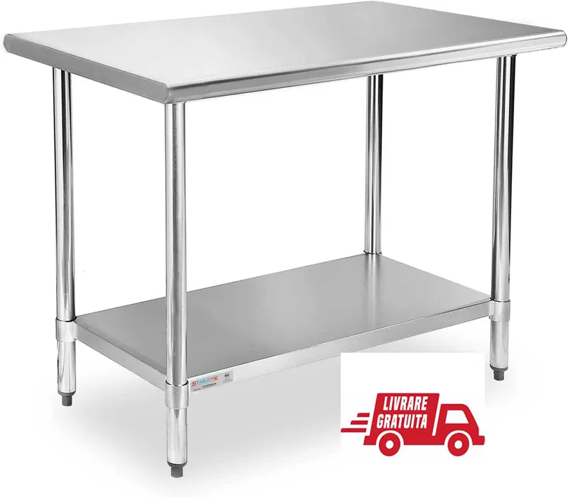 Masa inox profesionala HoReCa 100-200 cm cu polita | Lichidare stoc