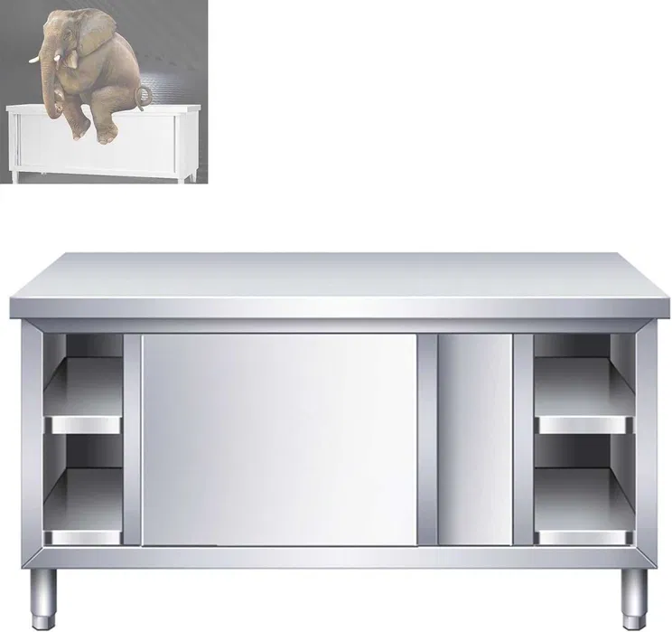 Masa inox tip dulap cu usi glisante HoReCa 100-200 cm | Masa inox profesionala noua