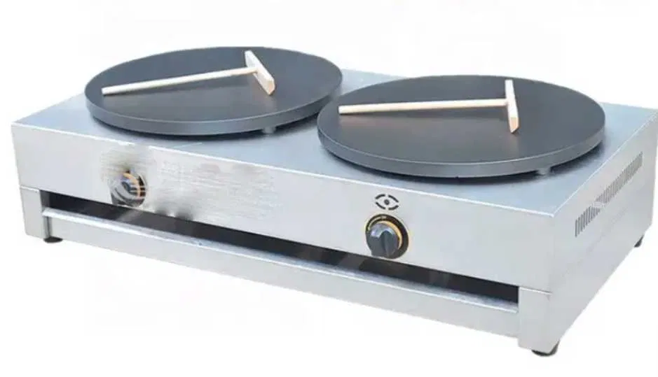 Crepiera profesionala dubla pe gaz cu plita fonta 40 cm | Clatite si placinte HoReCa - Imagine 3