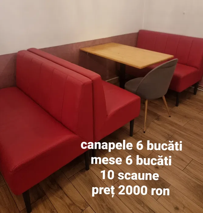 Vand set mobilier horeca – canapele, mese si scaune pentru restaurant sau cafenea
