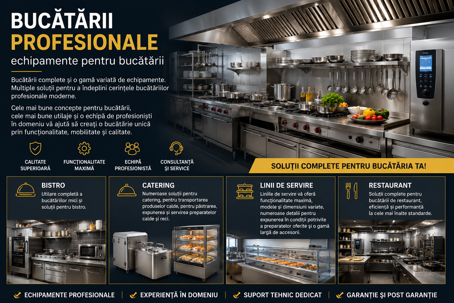Bucatarii profesionale complete – echipamente horeca pentru restaurante, catering si bistro