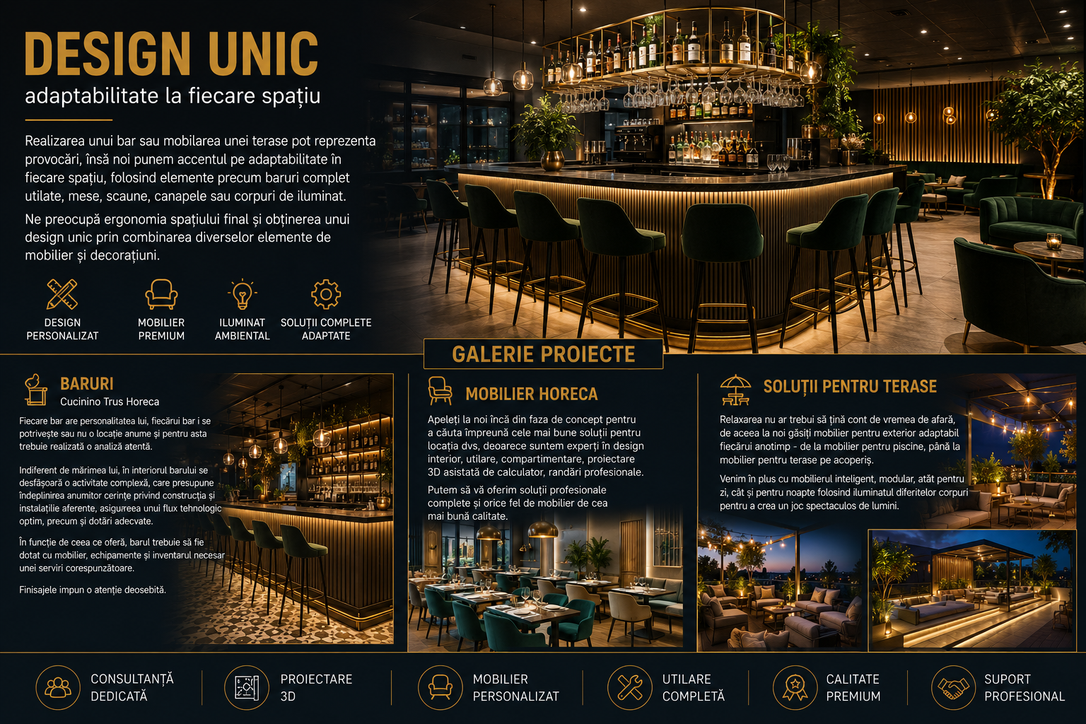 Design interior horeca – baruri, mobilier horeca si solutii pentru terase