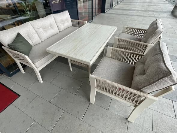 Set mobilier terasa horeca premium – canapea, fotolii si masa – design elegant - Imagine 2