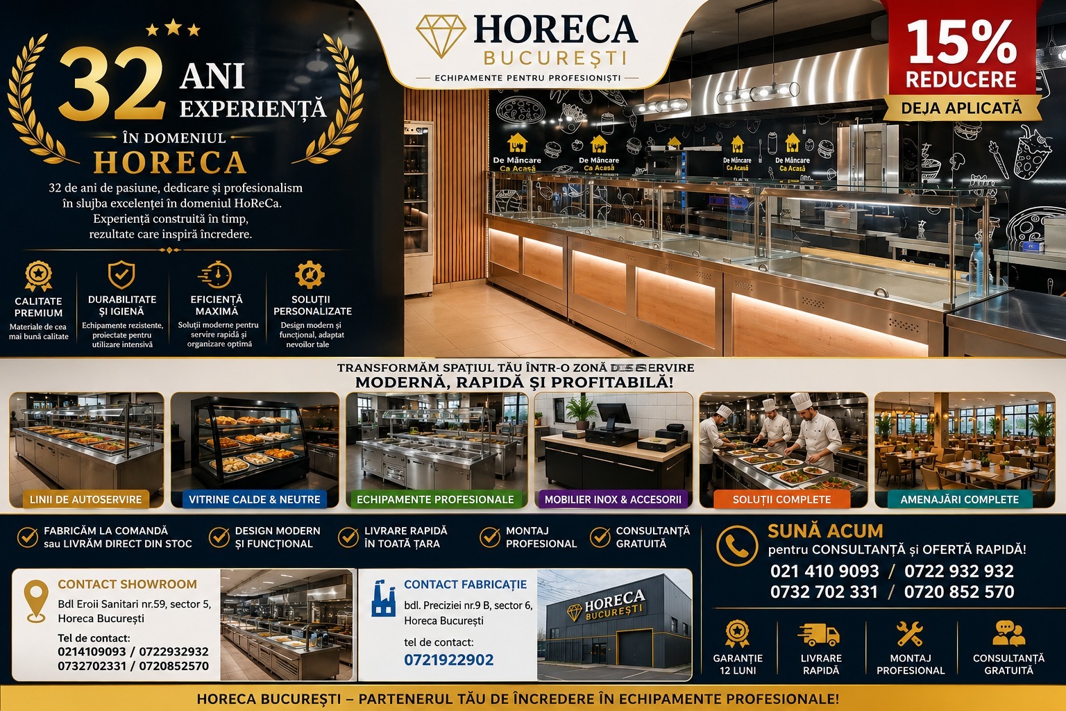Echipamente profesionale pentru autoservire si catering – discount 15% Horeca