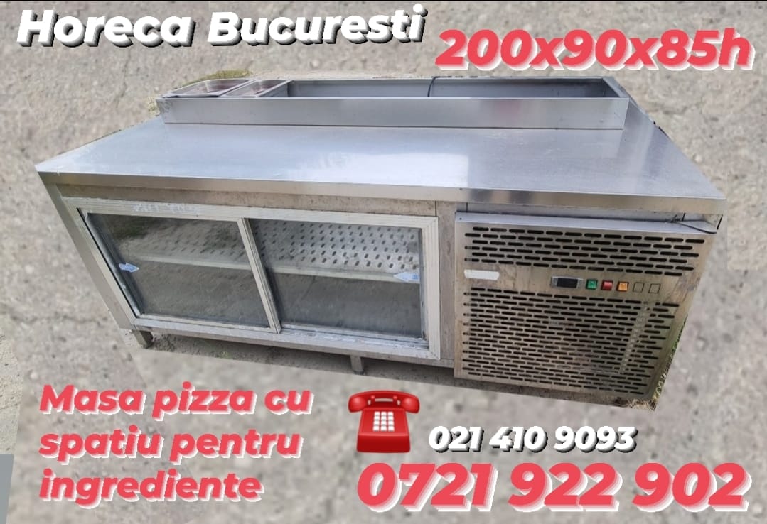 Masa Frigorifica Inox Profesionala SH cu 2 Usi Culisante - 2100 mm | Horeca Bucuresti - Imagine 2