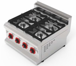 Aragaz Profesional pe Gaz cu 4 Focuri Mari din Inox - Echipament HoReCa