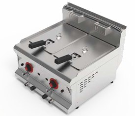 Friteuza Profesionala pe Gaz 2 x 8 Litri din Inox - Echipament HoReCa