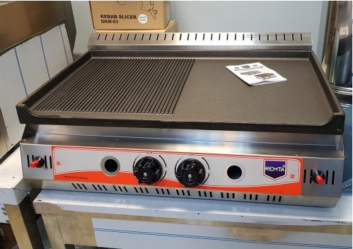 Super Grill Profesional pe Gaz din Inox - Placa Fonta Neteda si Striata
