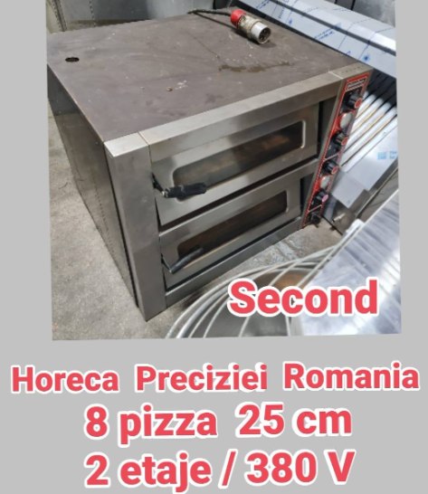 Cuptor Pizza Profesional 2 Camere – 4+4 Pizza Ø25 cm, Alimentare 380V