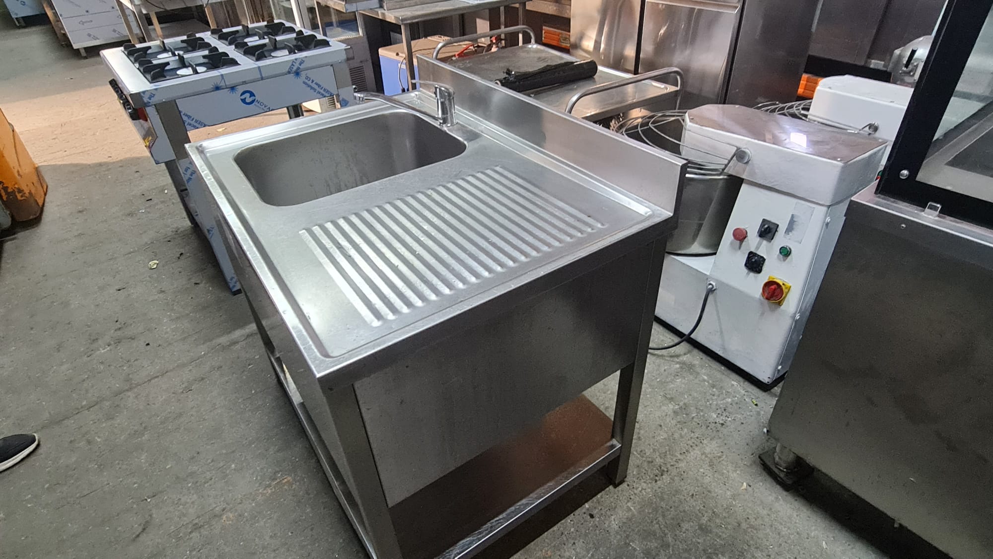 Spalator Inox Profesional cu 1 Cuva si Dus de Prespalare – 100x70 cm - Imagine 2