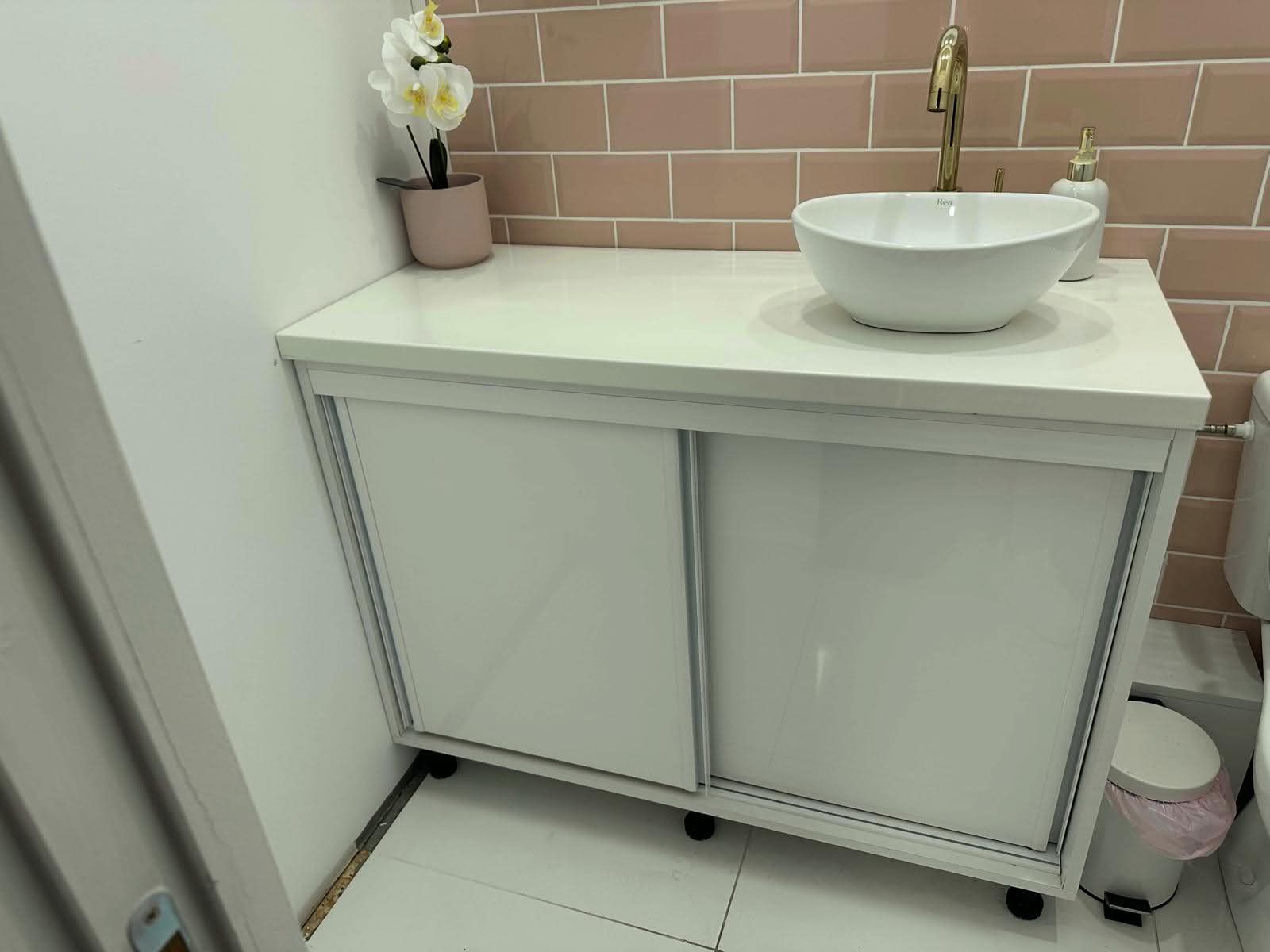 Masca de Chiuveta cu Usi Glisante MDF si Lavoar Inclus - 110 x 60 cm