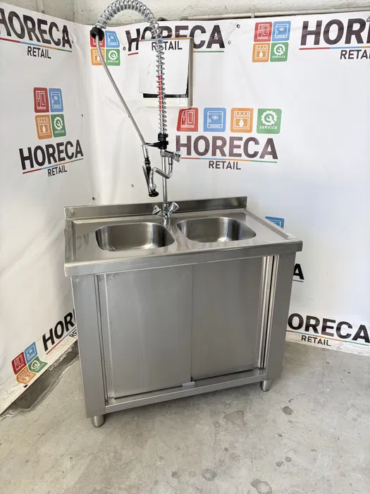 Spalator Profesional Dublu Inox cu Suport Inchis si Baterie Inclusa - Imagine 2