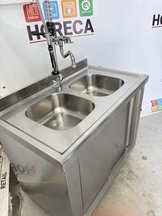 Spalator Profesional Dublu Inox cu Suport Inchis si Baterie Inclusa - Imagine 3