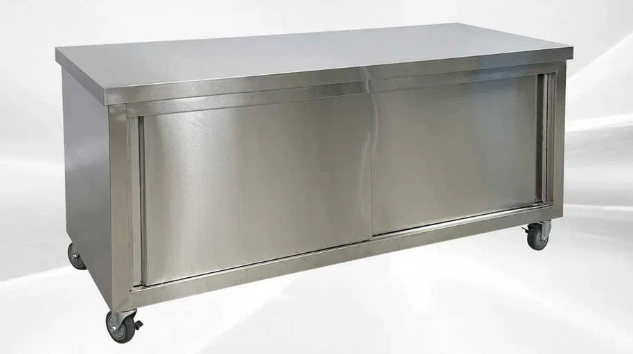 Masa dulap profesionala din inox cu usi glisante si polita, diverse dimensiuni - Imagine 3