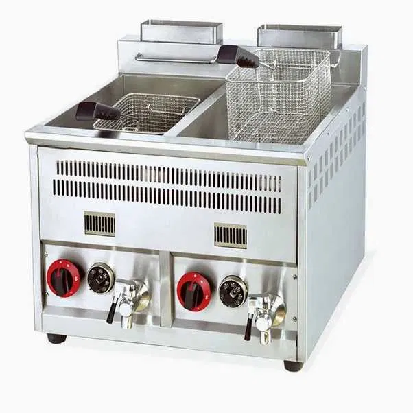 Friteuza profesionala dubla pe gaz 18+18 litri cu termostat - Imagine 2