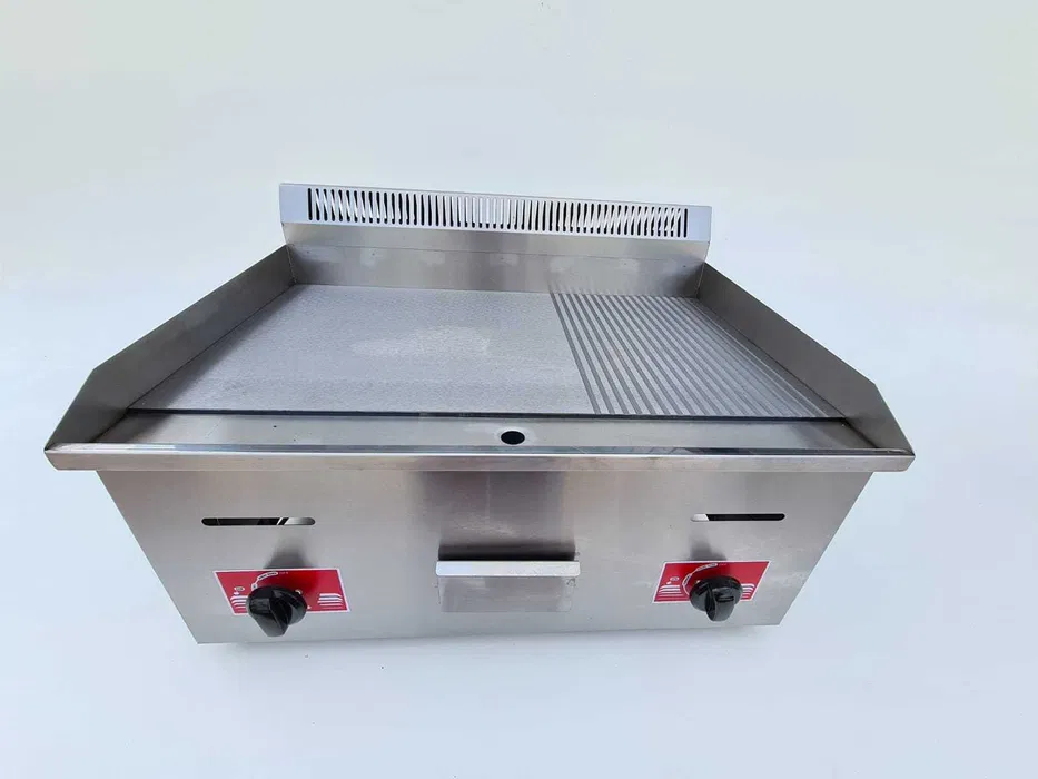 Grill profesional pe gaz cu plita neteda si striata, inox, utilizare intensiva - Imagine 2