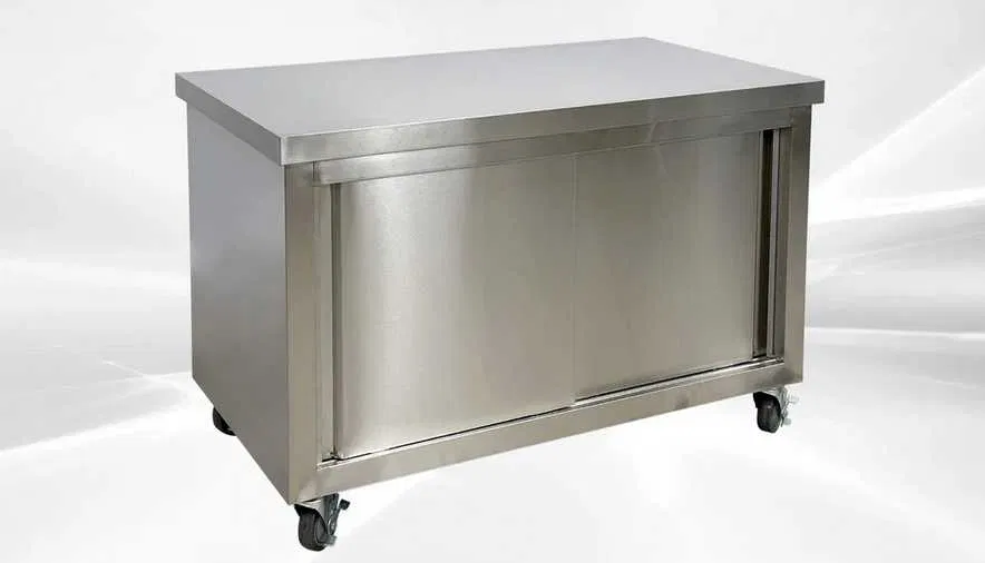 Masa dulap profesionala din inox cu usi glisante si polita, diverse dimensiuni - Imagine 5