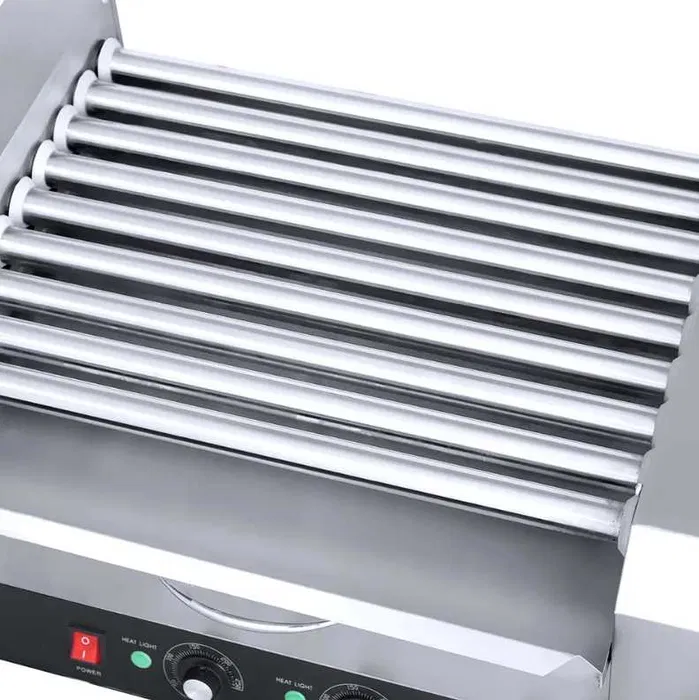Aparat Hot Dog Profesional cu 9 role, grill pentru crenvursti din inox