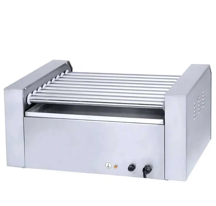 Aparat Hot Dog Profesional cu 9 role, grill pentru crenvursti din inox - Imagine 2