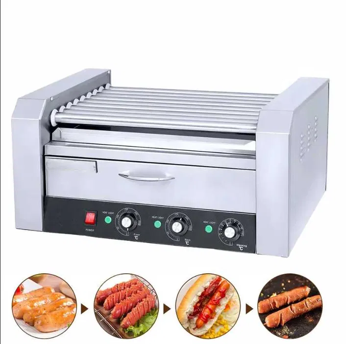Aparat Hot Dog Profesional cu 9 role, grill pentru crenvursti din inox - Imagine 3