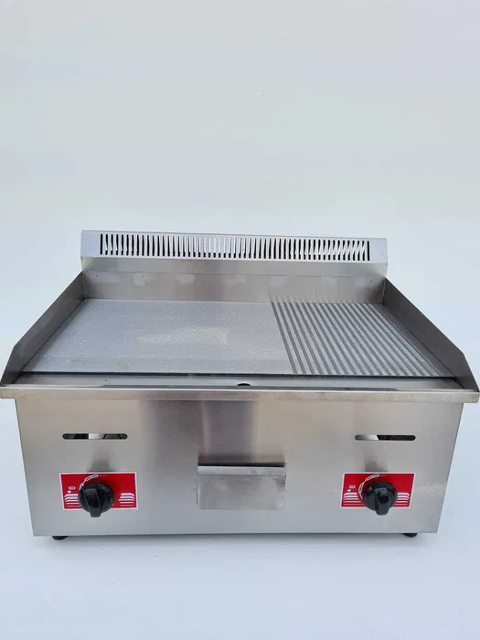 Grill profesional pe gaz cu plita neteda si striata, GPL sau gaz natural, 730x520 mm - Imagine 2